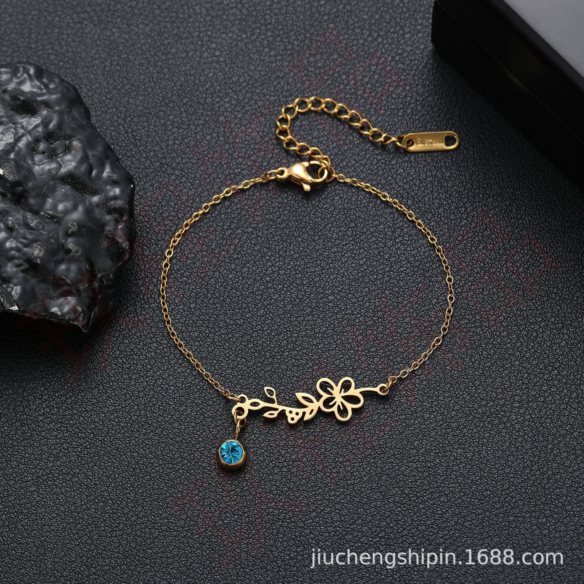 18K Gold Butterfly Pendant Necklace  -  London Blue Topaz
