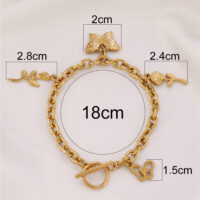 Retro Flower Butterfly Bracelet, Stainless Steel 18K Gold  Plated.