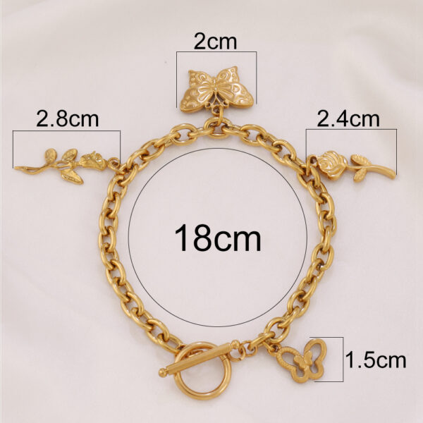 Retro Flower Butterfly Bracelet, Stainless Steel 18K Gold  Plated.