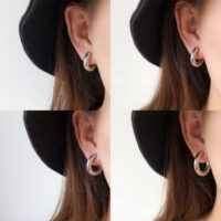 Fashionable and simple stainless steel earrings for both men and women, personalized plated 18K gold thick round ear rings, ear buckles, jewelry wholesale
