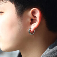 Fashionable and simple stainless steel earrings for both men and women, personalized plated 18K gold thick round ear rings, ear buckles, jewelry wholesale