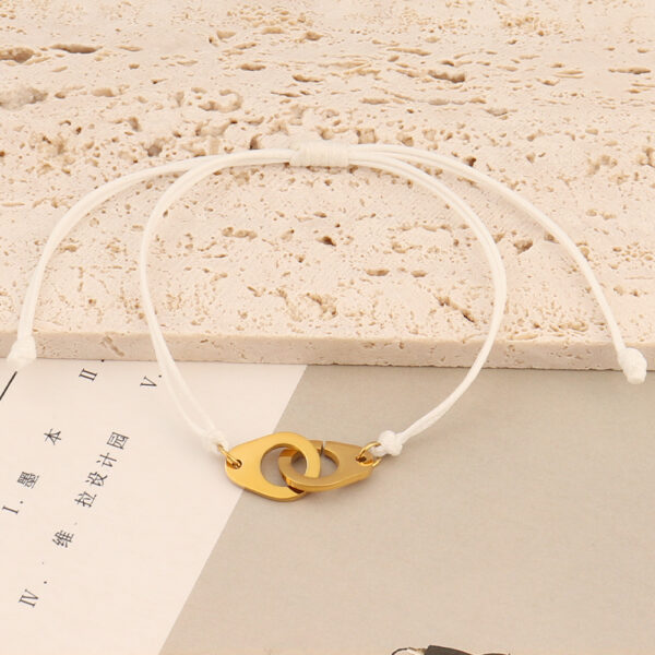 Cross border stainless steel handcuffs pendant bracelet with fashionable ins color adjustable braided bracelet