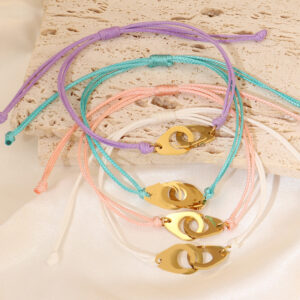 Cross border stainless steel handcuffs pendant bracelet with fashionable ins color adjustable braided bracelet