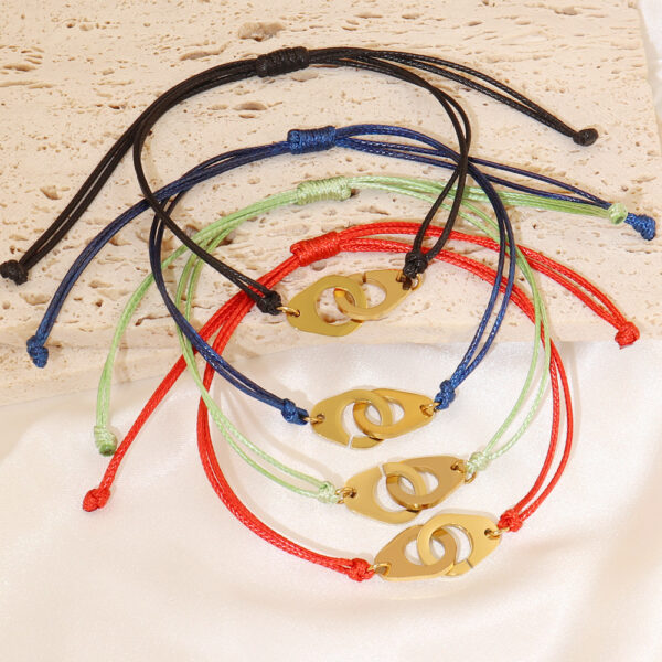 Cross border stainless steel handcuffs pendant bracelet with fashionable ins color adjustable braided bracelet